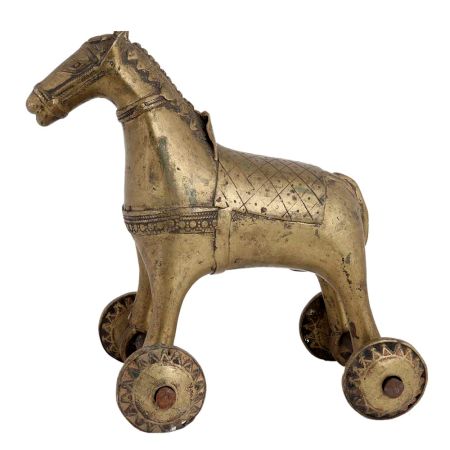 Brass Horse Temple Toy On Wheels
