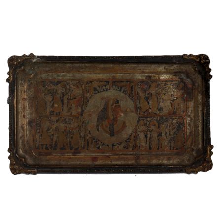Brass Rectangular Tray  Hand Painted Pharaoh And Chario Pictures