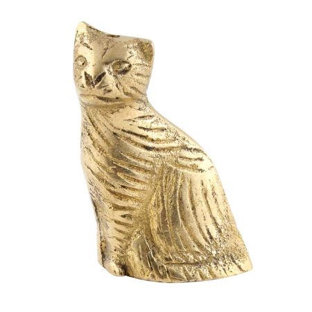 Brass Wild Cat Statue Sitting For Home Decoration