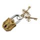 Brass Engraving Ganesha Idol Sculpture Pad Lock With Keys in Pair