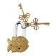 Brass Golden Fish Padlock Lock With Skeleton Keys