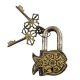 Brass Fish Padlock With Keys In Pair With Patina Finish
