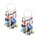 Colorful Stone 92.5 Sterling Silver Bali Hoop Chandelier Earring