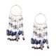 Blue Stone 92.5 Silver Sterling Boho Hoop Chandelier Earrings
