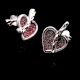Pink Sparkle Heart Charm 92.5 Sterling Silver Stud Earrings
