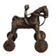 Highly Decorative Brass Rider On Horse With Wheels Temple Toy