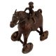 Brass Temple Statue Of Rider On Horse With Wheels