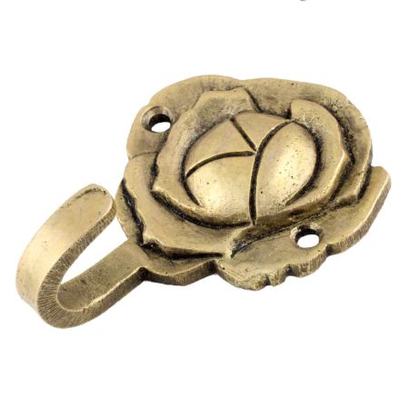 Single Mini Hook Brass Rose Shaped Wall Hook 