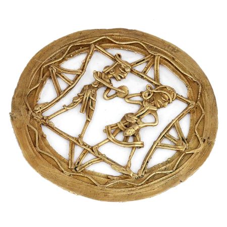 Brass Dhokra Working Couple Wall Hanging Plaque