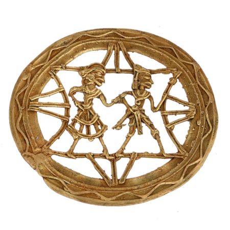 Brass Dhokra Decorative Wall Art Tribal People Hunting