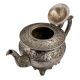 Ornate Brass Short Tea Or Coffee Pot With Stout In Silver polish