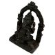 Black Brass Sitting Ganesha Statue With Prabhavali