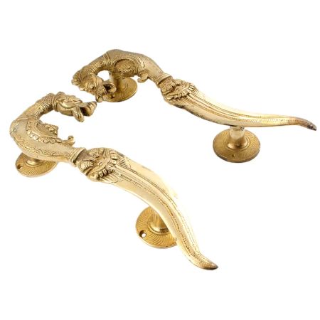 Handmade Golden Brass Door handle Horse Head Sword End Design