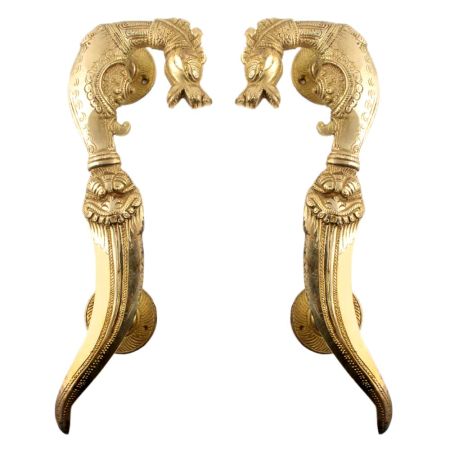 Handmade Golden Brass Door handle Horse Head Sword End Design