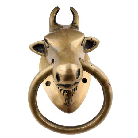 Heavy Golden Brass Bull Towel Holder Planter Holder