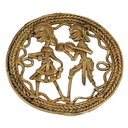 Brass Dhokra Art Wall Hanging  Man And Women Holding Hand