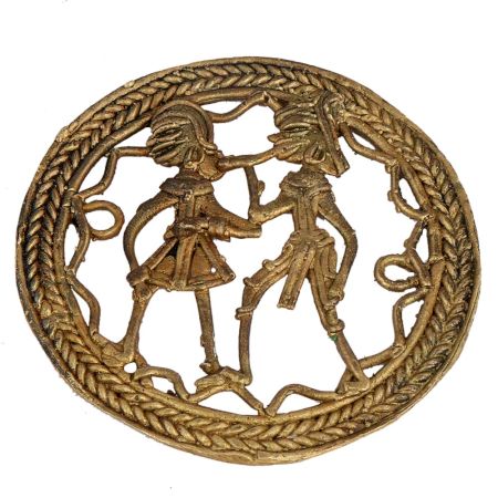 Round Rope Border Dhokra Art Tribal Couple