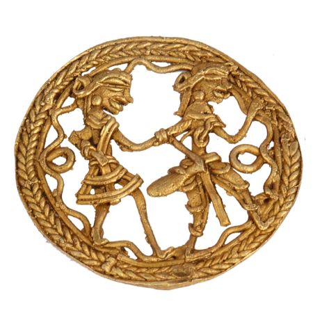 Round Brass Dhokra Art Tribal Folk Dancers