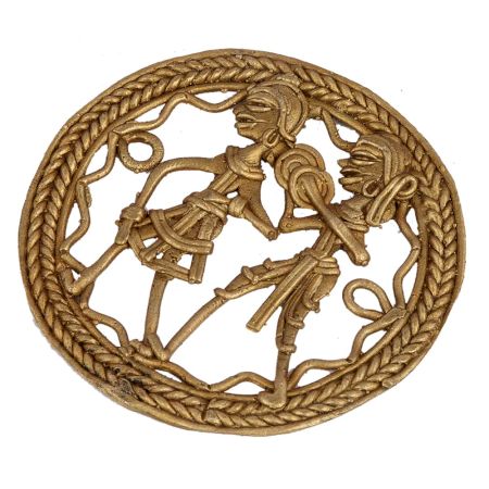 Brass Dhokra Wall Art Tribal Dancer Couple