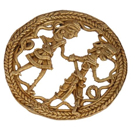 Brass Round Wall Art Tribal Couple Figure