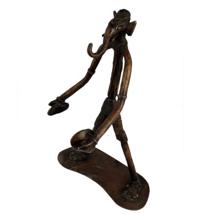 Brass Tribal Musical Ganesha Elongated Form