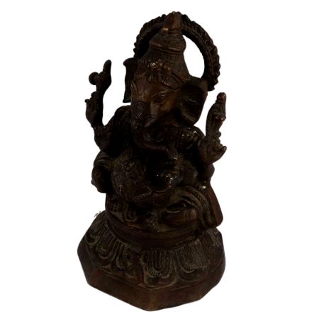 Brass Sitting Ganesha Statue On lotus Base