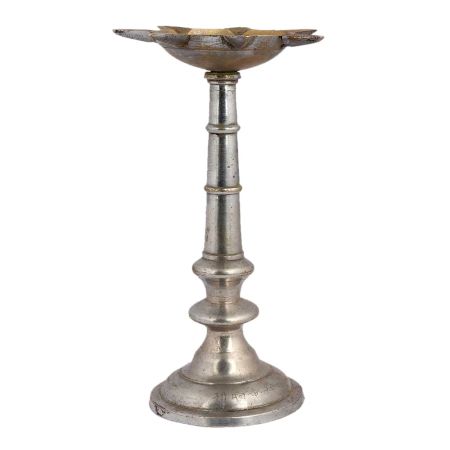 Brass Long Seven Wicks Oil Lamp With Silver Finish