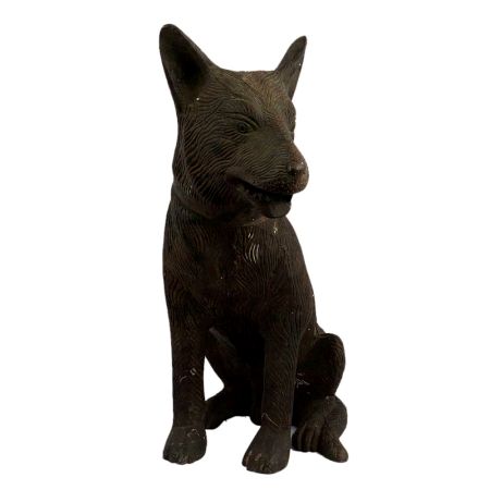 Hand Made Sitting Dog Statue With Lovely Fur Gifting Statue