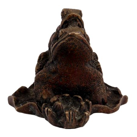 Brass Good Luck Frog with Child feng shui gift