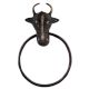 Handcrafted Black Brass Tribal Bull Ox Head Brass Towel Holder