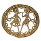 Round Brass Dhokra Wall Art Hanging Depicting Tribal Farmer Couple