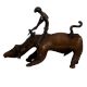 Brass Tribal Rider on Bull Statue