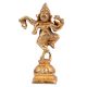 Brass Dancing Ganesha Statue In Golden Finish