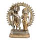 Hindu Radha Krishna Statue With Prabhavali With Silver Golden Finish