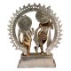 Hindu Radha Krishna Statue With Prabhavali With Silver Golden Finish