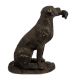 Brass Sitting Dog Statue Holding Flesh Of A Animal