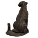 Brass Sitting Dog Statue Holding Flesh Of A Animal