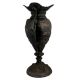 Black Brass Urn Flower Vase Birds Engraved Pattern With Swirl Peacock Handles