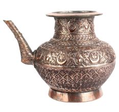 Copper Holy Water Pot With Floral Motifs And Stout