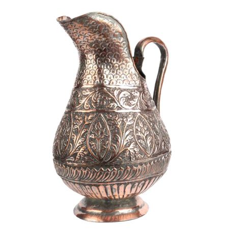 Copper Jug With Islamic Carved Floral Design