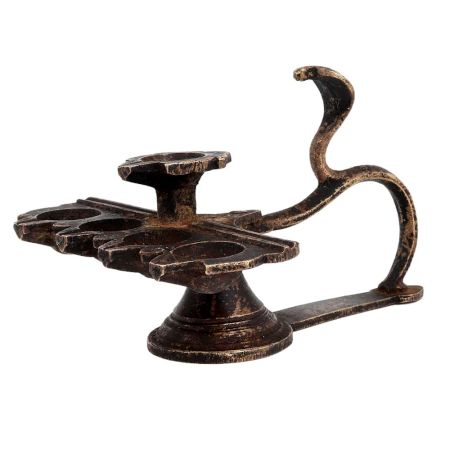 Brass Arti Worship Diya With Cobra Snake handle