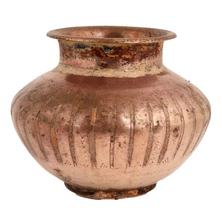 Copper Fluted Design Holy Water Pot