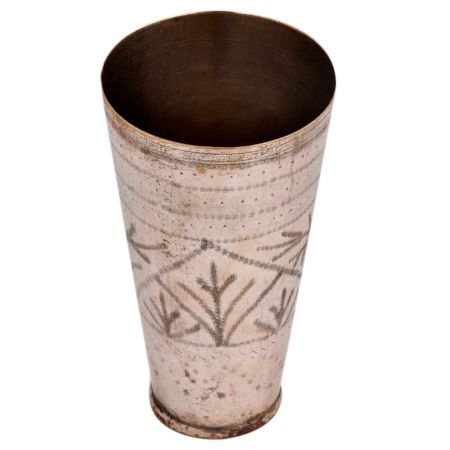 Leaves Bands Carved Brass Punjabi Lassi Glass
