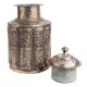 Etched Copper Jar Repouse Floral Motifs Lidded Canister