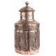 Carved Floral  Copper Cylindrical Storage Jar With Lid Finial