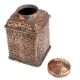 Vintage Copper Storage Jar Canisters With Repousse Floral Motifs