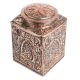 Copper Jar Canister With Repousse Floral Work With Knob