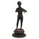 Brass English village boy statue Playing Flute