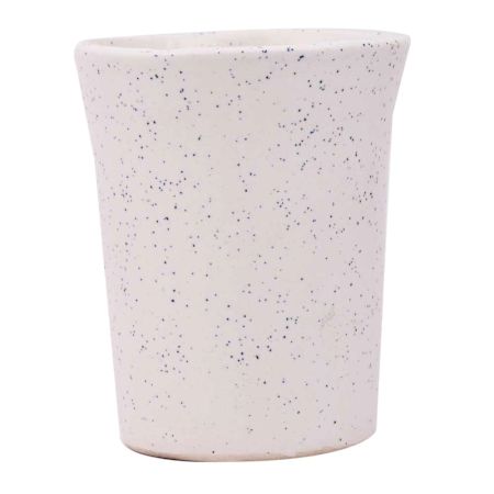 Glass Shape White Ceramic Pot With Tiny Black Dot
