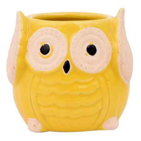 Cute Yellow Owl Ceramic Pot Planter